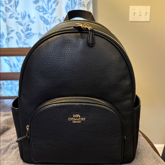 Coach Court Black Pebbled Leather  Backpack - Picture 1 of 10